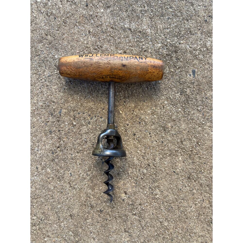 Antique 5 inch Corkscrew with Wood T-Handle-Advertisement
